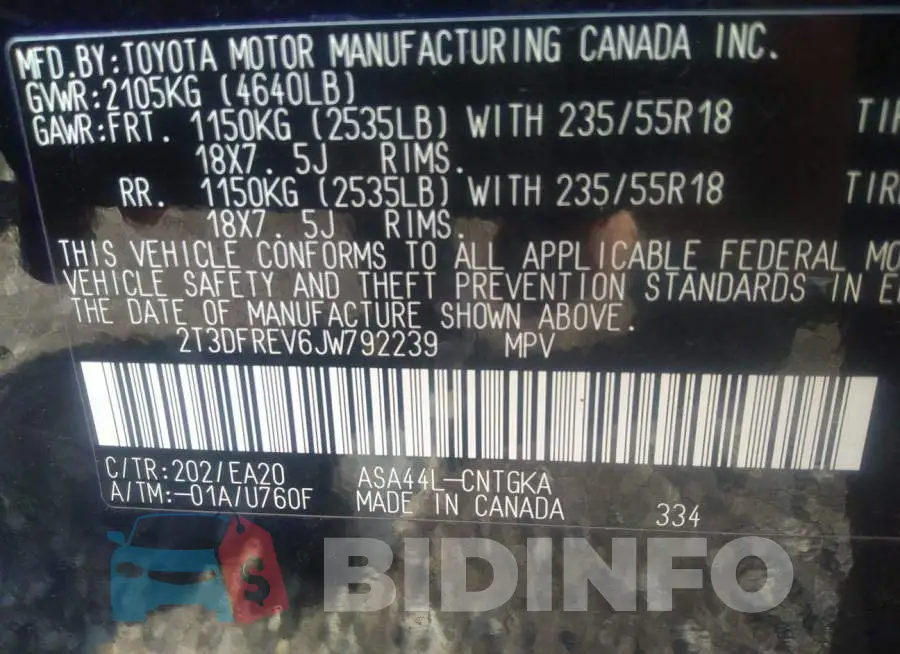 2T3DFREV6JW792239 Photo# 9