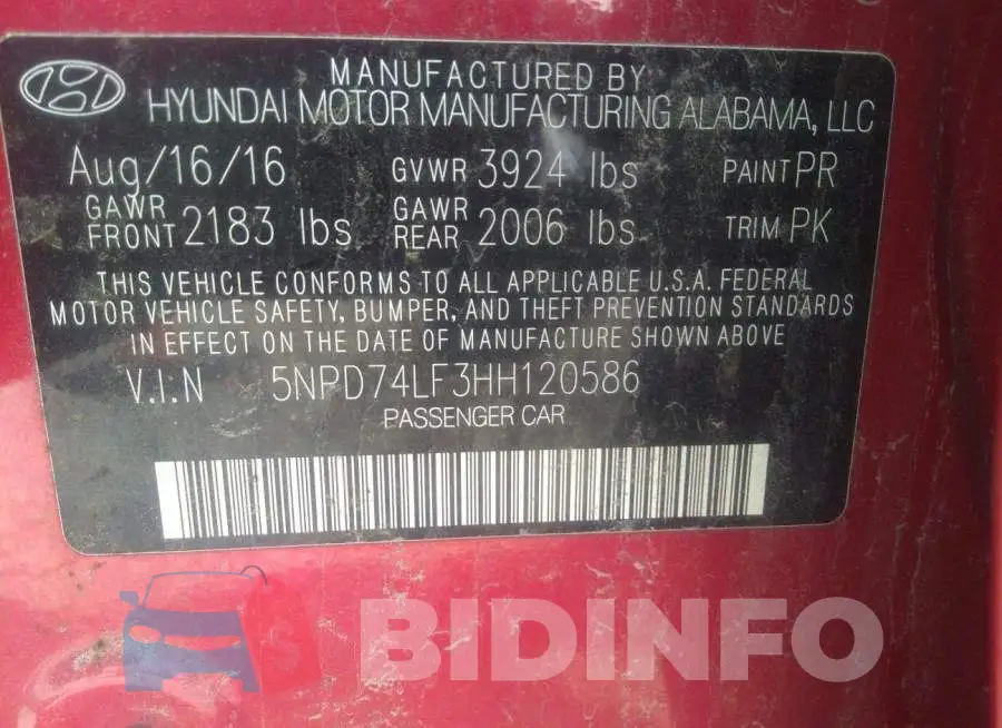 5NPD74LF3HH120586 Photo# 9
