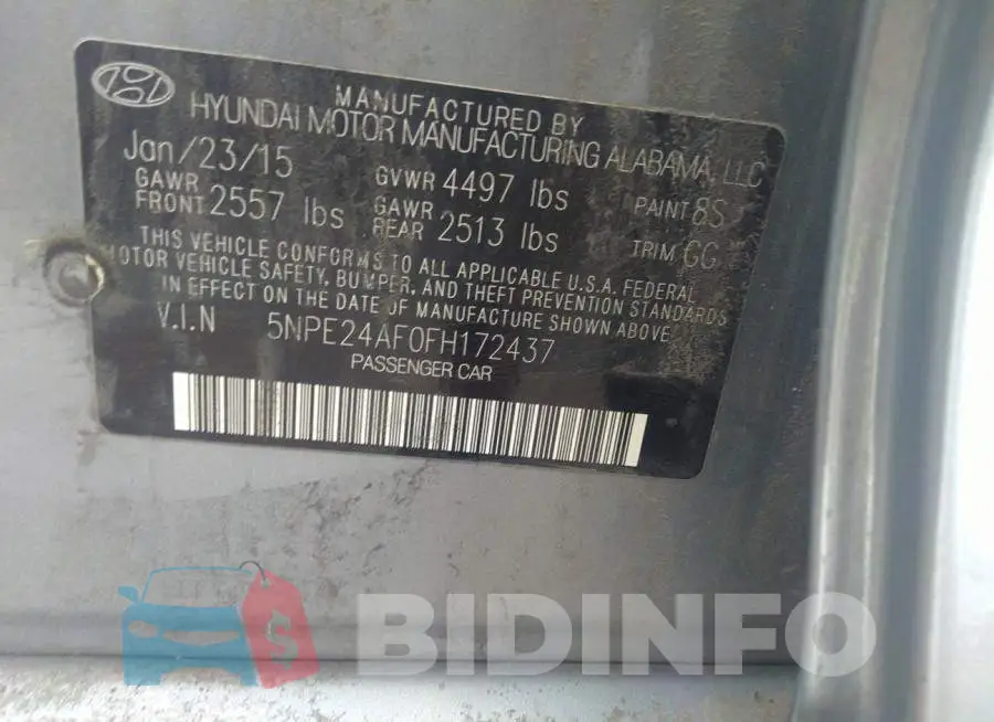 5NPE24AF0FH172437 Photo# 9