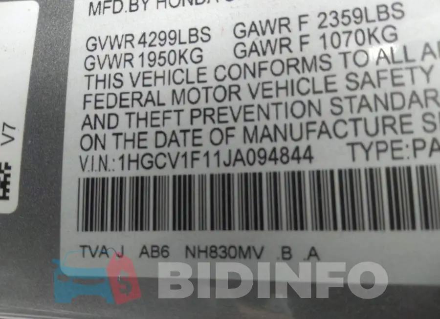 1HGCV1F11JA094844 Photo# 9