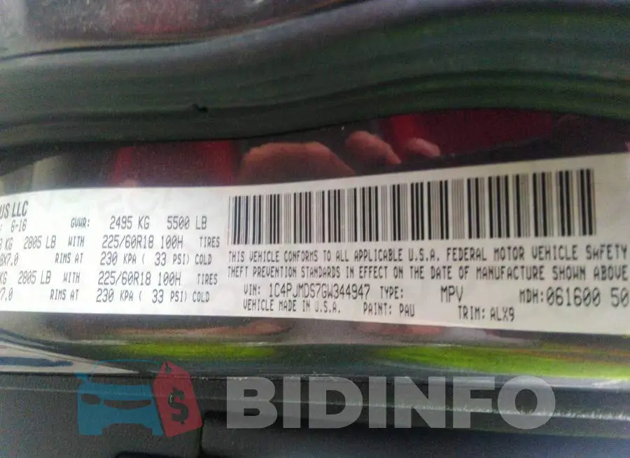 1C4PJMDS7GW344947 Photo# 9