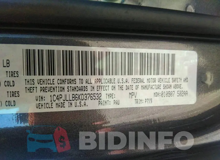 1C4PJLLB6KD376532 Photo# 9