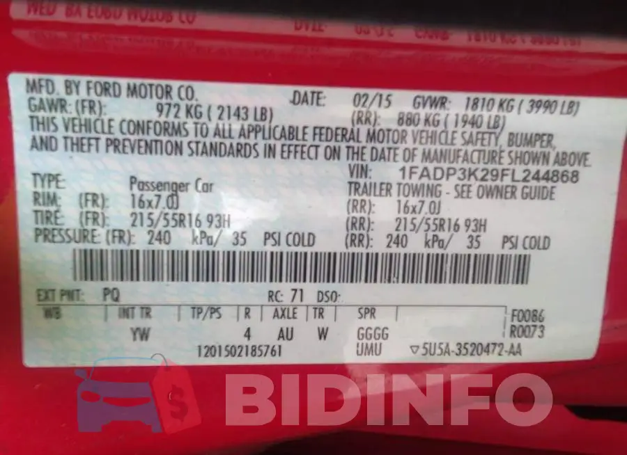 1FADP3K29FL244868 Photo# 9