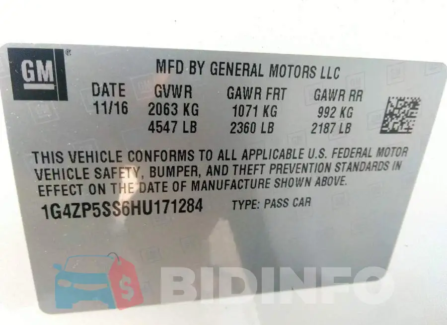 1G4ZP5SS6HU171284 Photo# 9