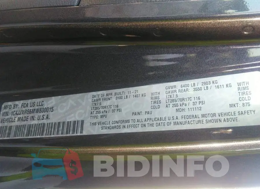 1C4JJXR66MW800015 Photo# 9