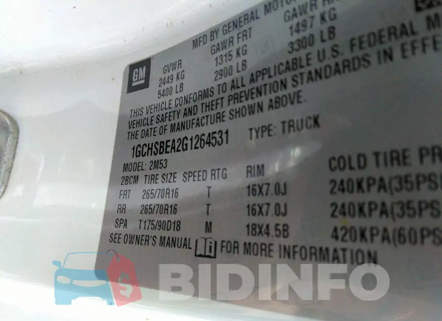 1GCHSBEA2G1264531 Photo# 9