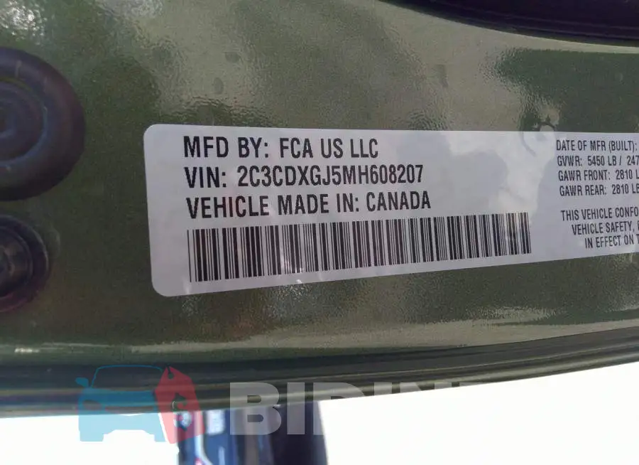 2C3CDXGJ5MH608207 Photo# 9