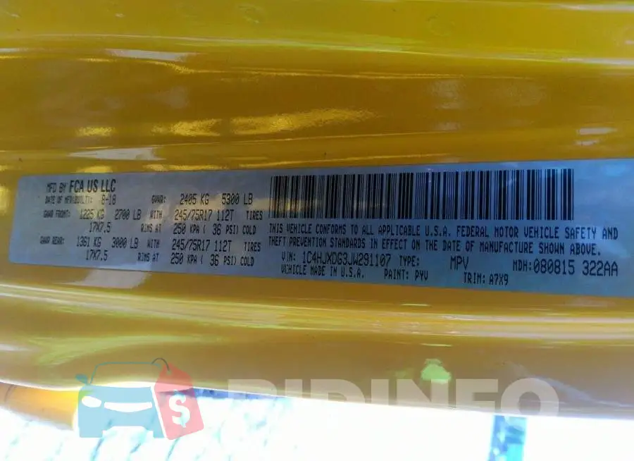 1C4HJXDG3JW291107 Photo# 9