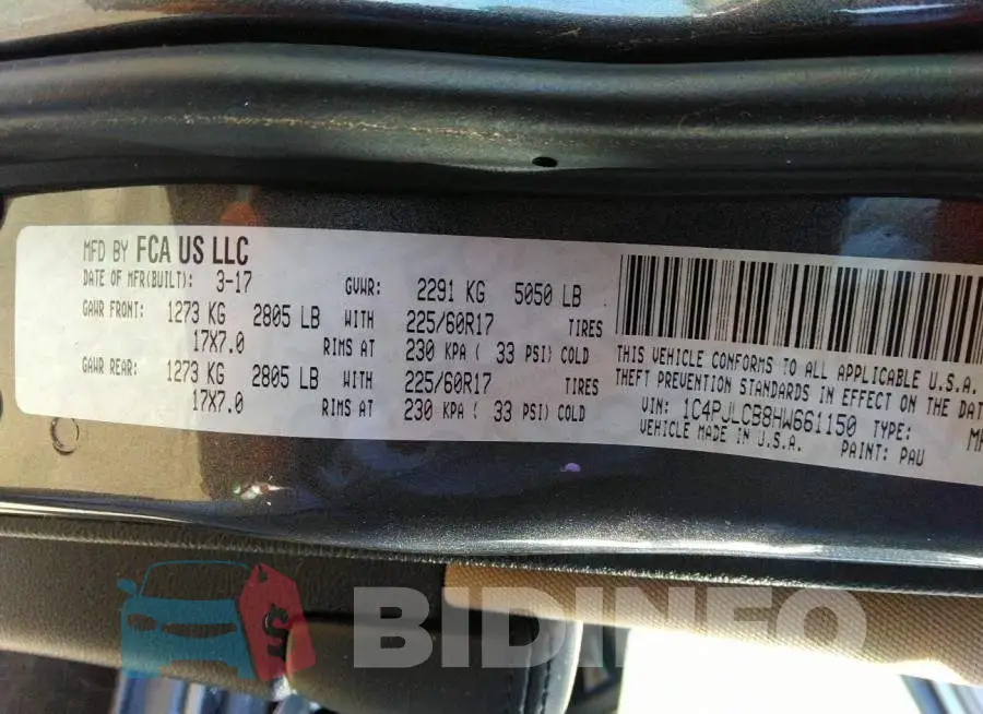 1C4PJLCB8HW661150 Photo# 9