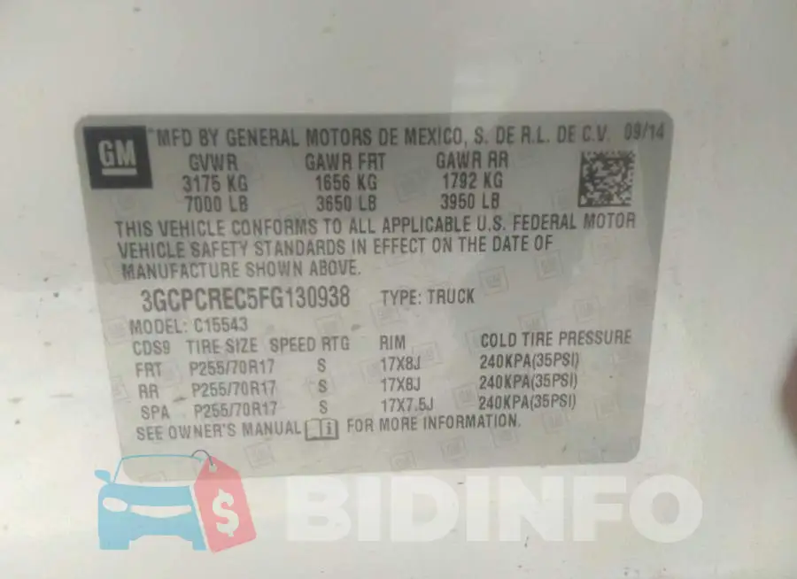 3GCPCREC5FG130938 Photo# 9
