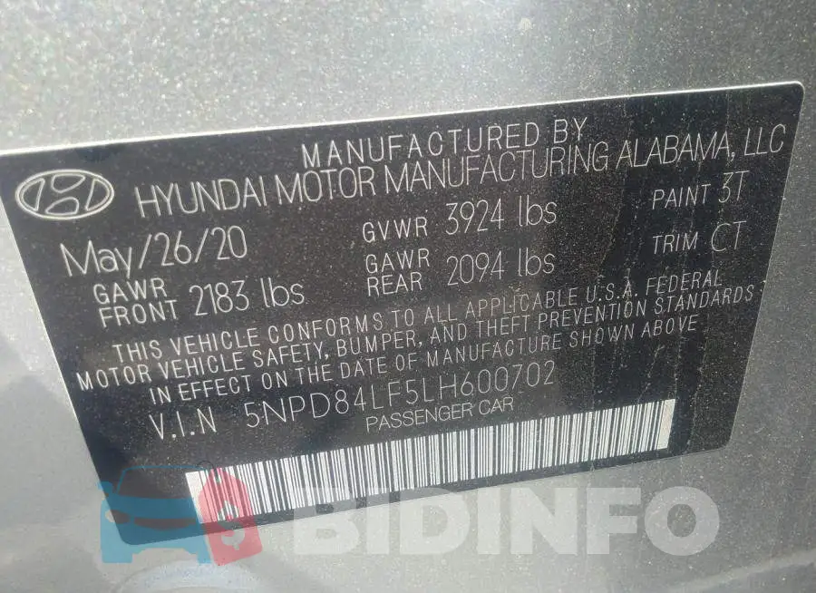 5NPD84LF5LH600702 Photo# 9