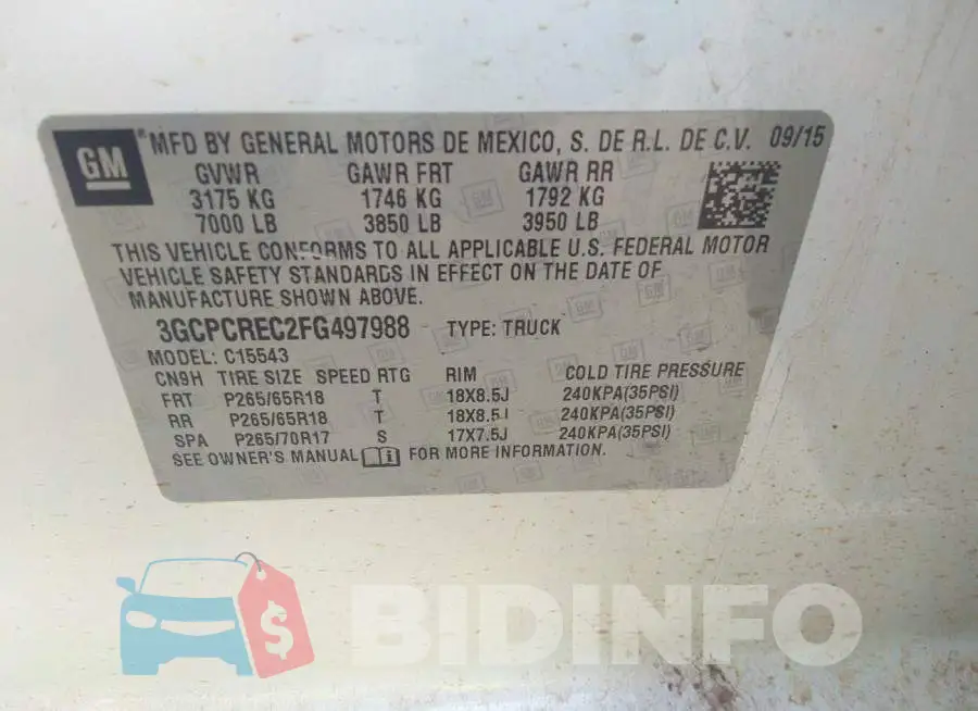 3GCPCREC2FG497988 Photo# 9