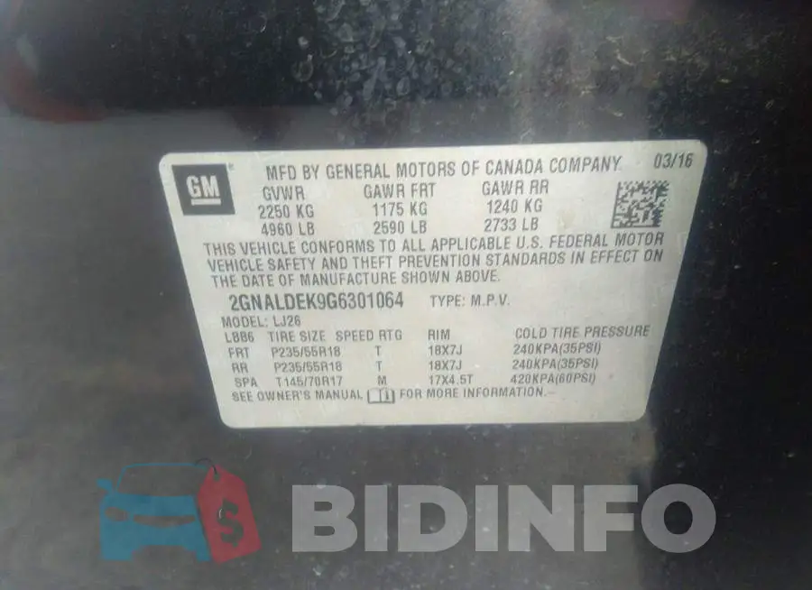 2GNALDEK9G6301064 Photo# 9