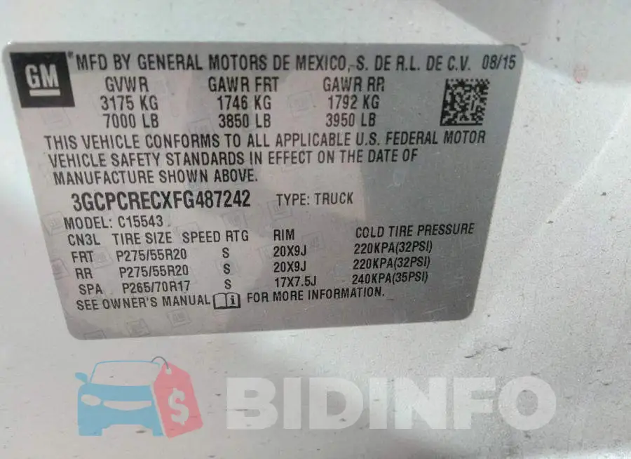 3GCPCRECXFG487242 Photo# 9