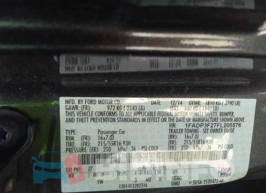 1FADP3F27FL205576 Photo# 9