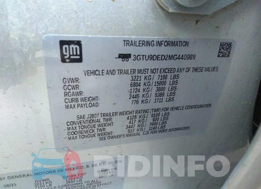 3GTU9DED2MG440989 Photo# 9