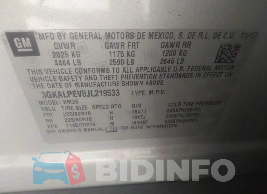 3GKALPEV8JL219533 Photo# 9