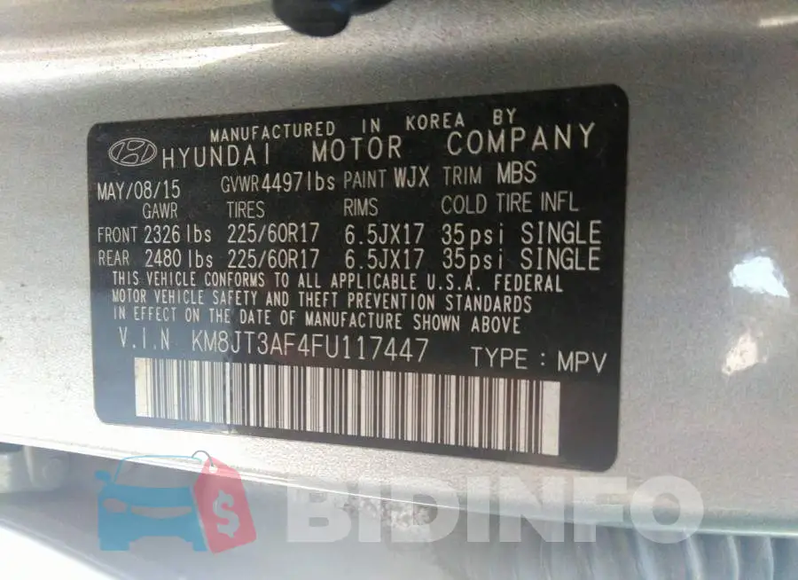 KM8JT3AF4FU117447 Photo# 9