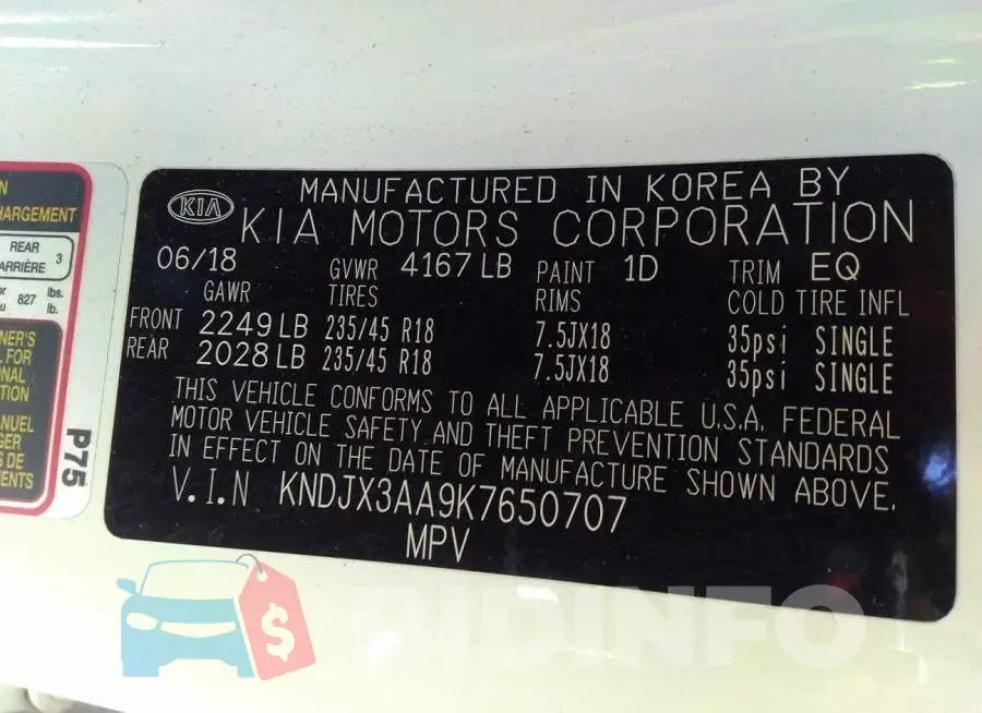 KNDJX3AA9K7650707 Photo# 9