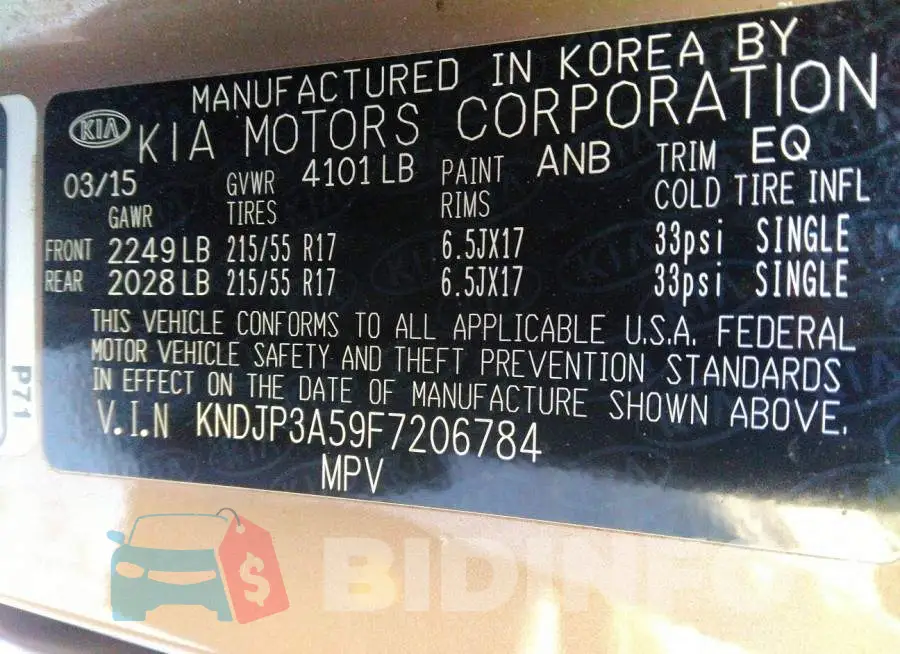 KNDJP3A59F7206784 Photo# 9