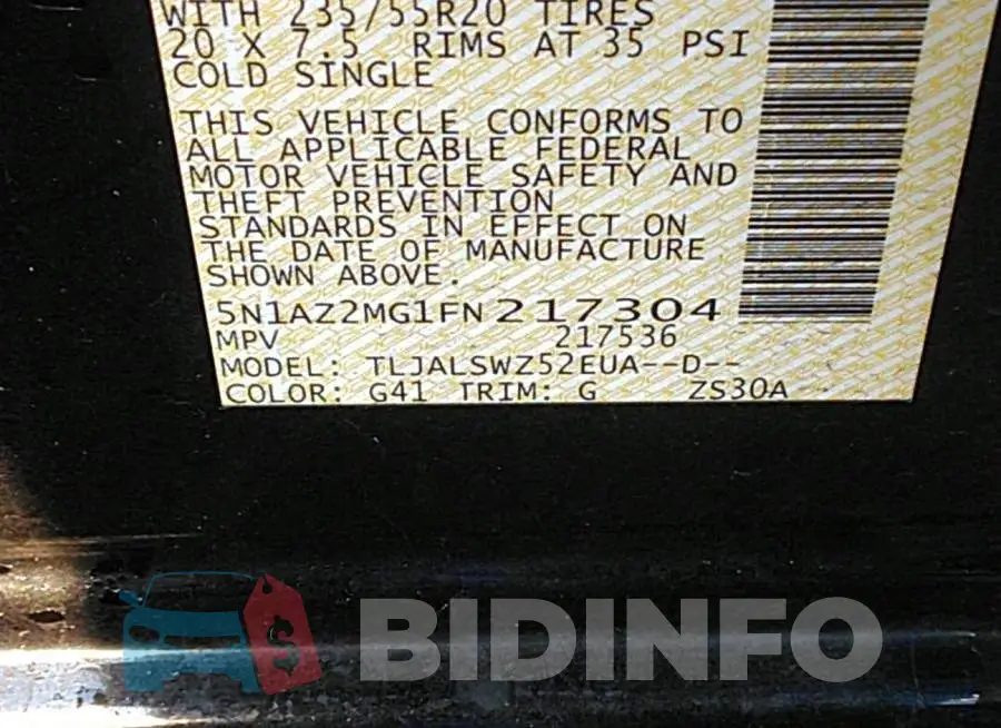 5N1AZ2MG1FN217304 Photo# 9