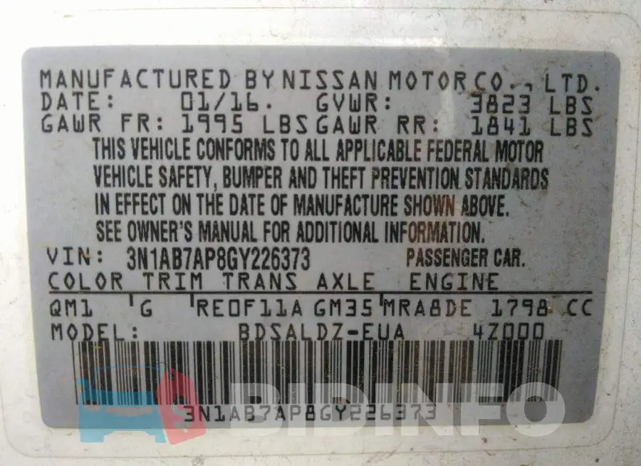 3N1AB7AP8GY226373 Photo# 9