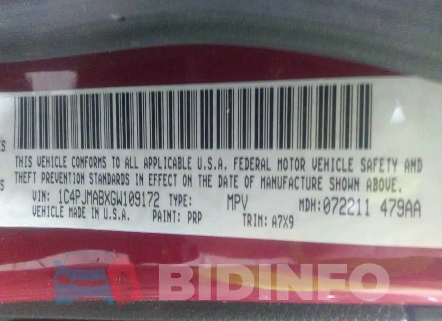 1C4PJMABXGW109172 Photo# 9