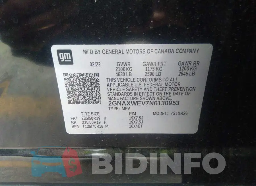 2GNAXWEV7N6130953 Photo# 9