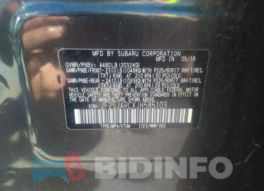 JF2SJARCXJH585103 Photo# 9