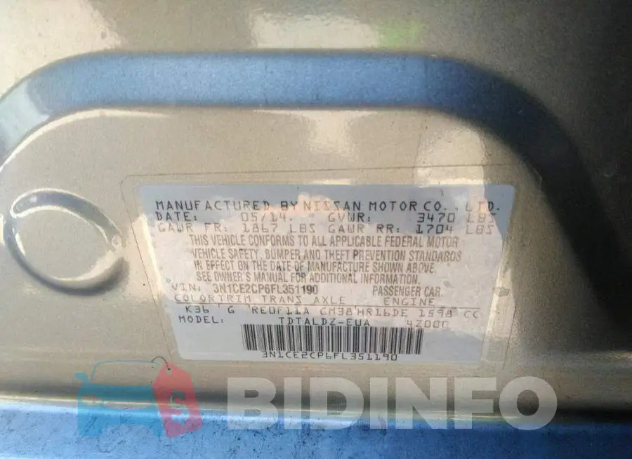 3N1CE2CP6FL351190 Photo# 9