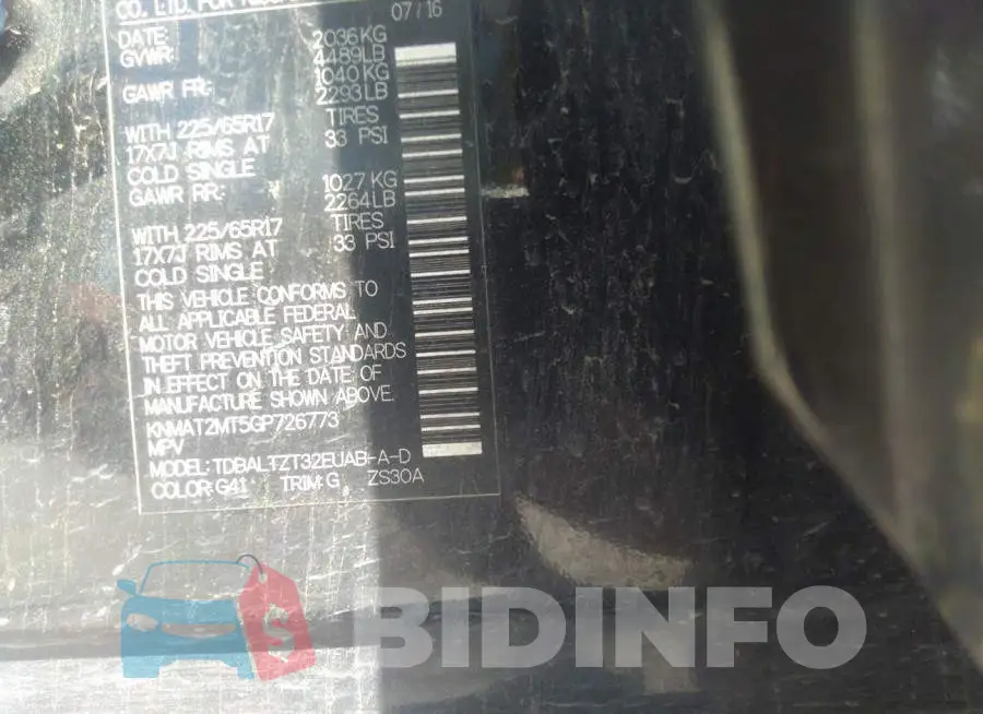 KNMAT2MT5GP726773 Photo# 9