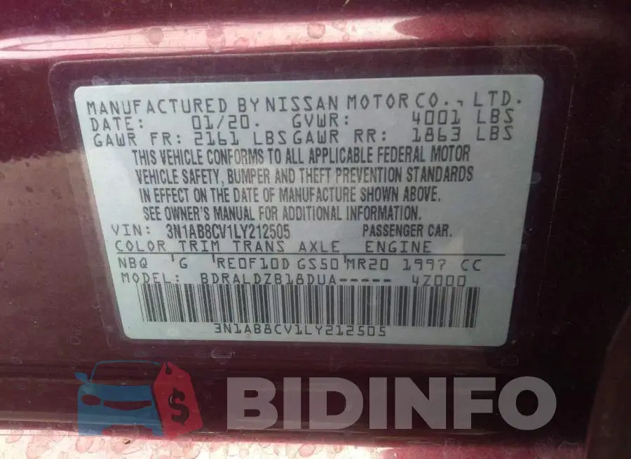 3N1AB8CV1LY212505 Photo# 9