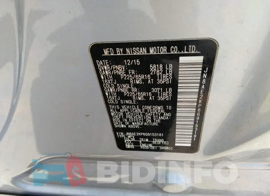 JN8AE2KP6G9153181 Photo# 9