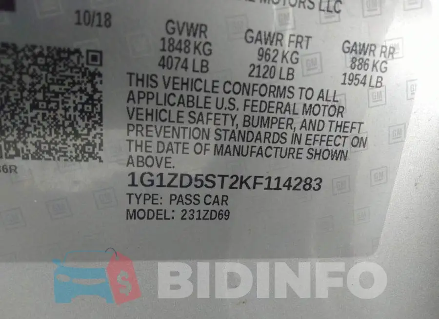 1G1ZD5ST2KF114283 Photo# 9