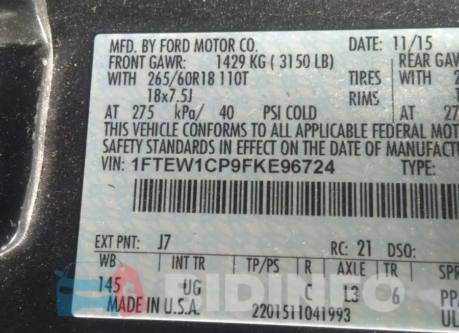 1FTEW1CP9FKE96724 Photo# 9