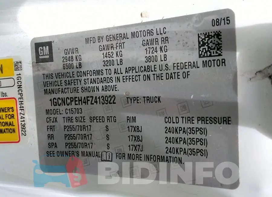 1GCNCPEH4FZ413922 Photo# 9