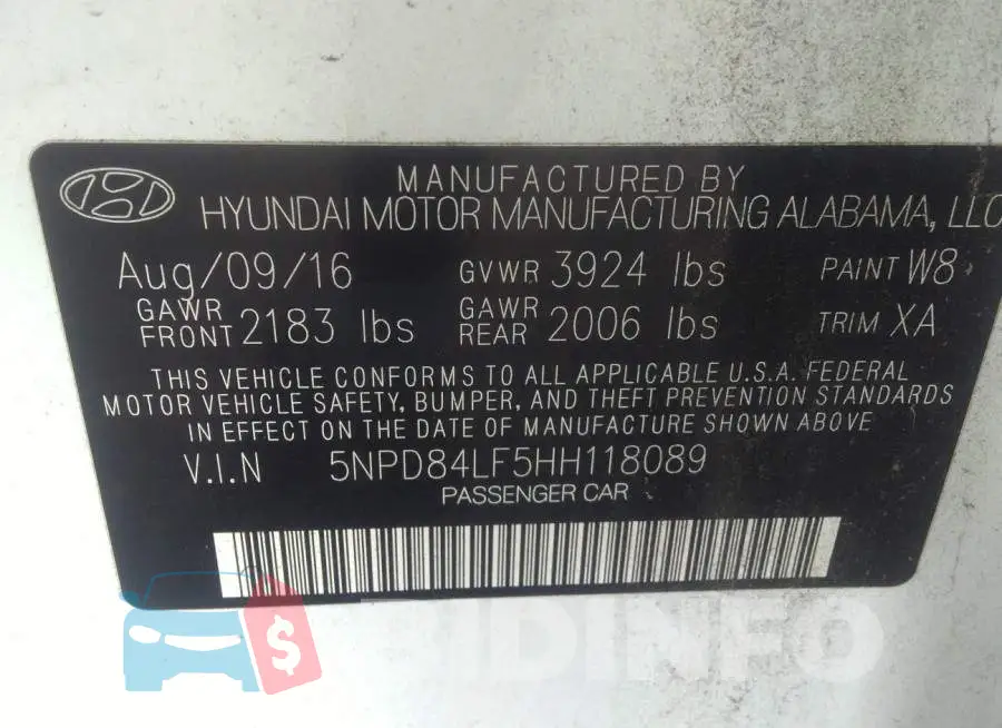 5NPD84LF5HH118089 Photo# 9