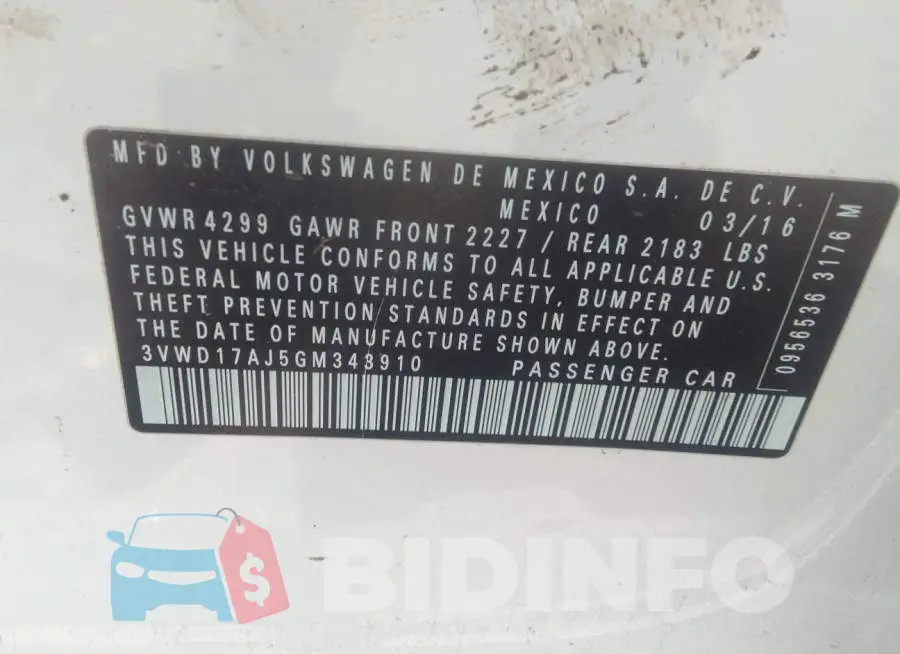 3VWD17AJ5GM343910 Photo# 9