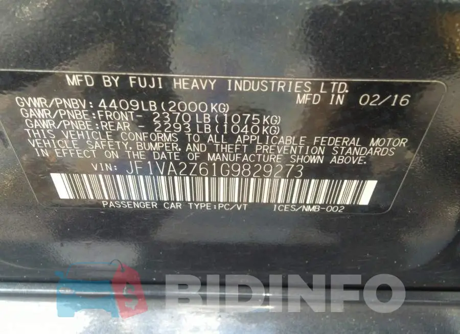 JF1VA2Z61G9829273 Photo# 9