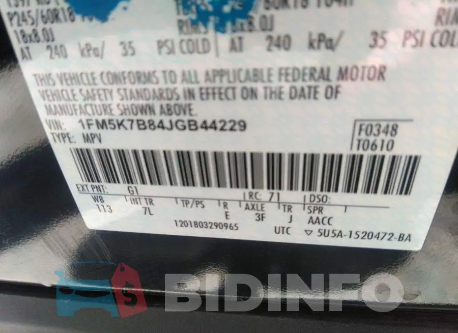 1FM5K7B84JGB44229 Photo# 9