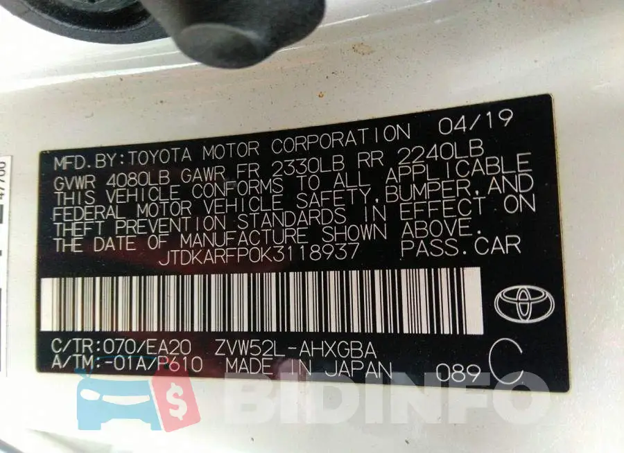 JTDKARFP0K3118937 Photo# 9