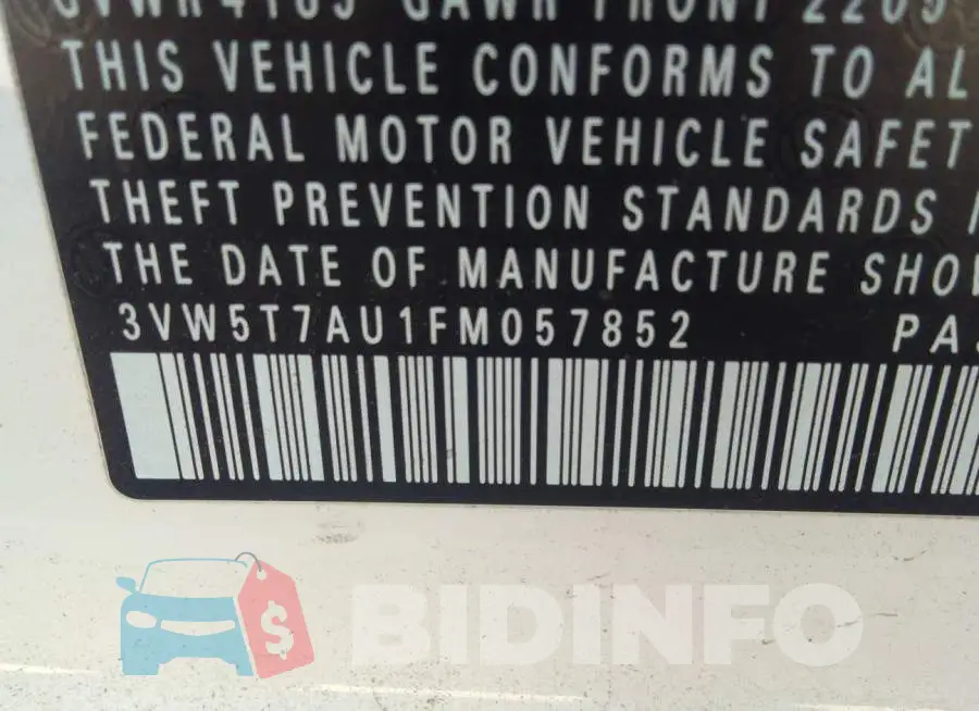 3VW5T7AU1FM057852 Photo# 9