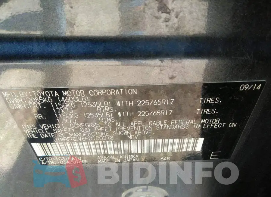 JTMRFREV6FD100278 Photo# 9