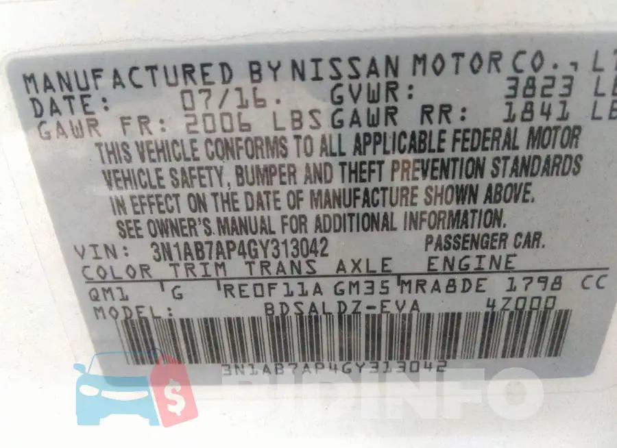 3N1AB7AP4GY313042 Photo# 9