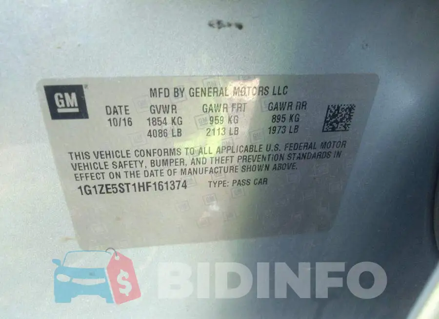 1G1ZE5ST1HF161374 Photo# 9