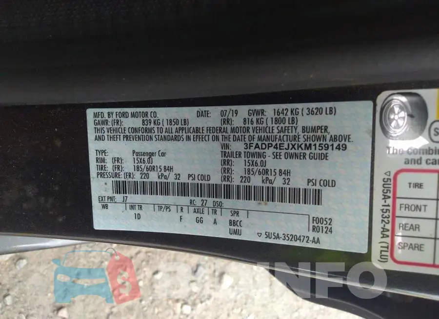 3FADP4EJXKM159149 Photo# 9