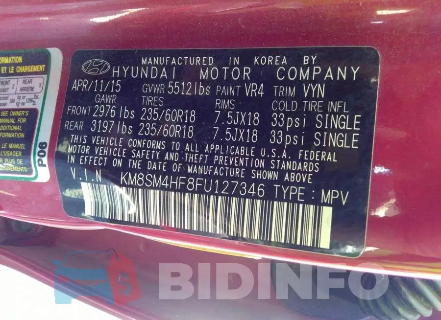 KM8SM4HF8FU127346 Photo# 9
