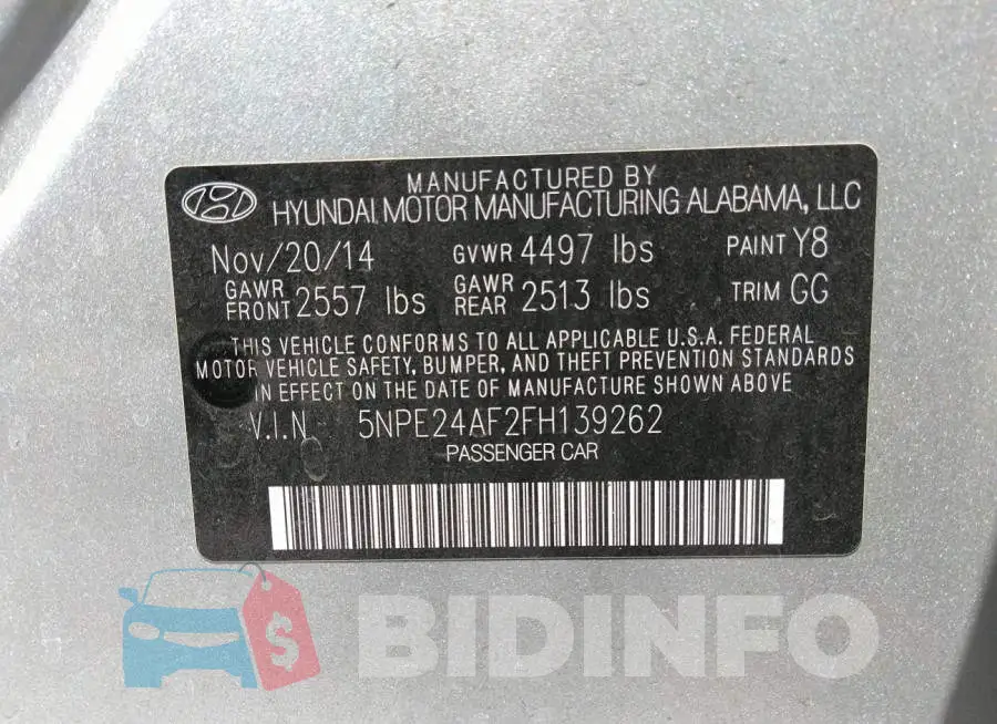 5NPE24AF2FH139262 Photo# 9