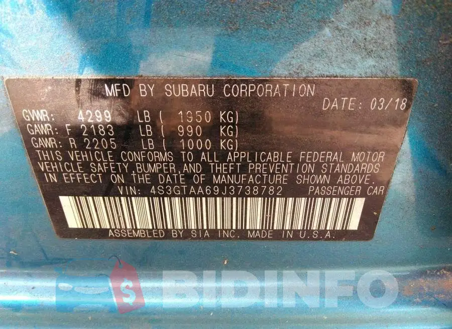 4S3GTAA69J3738782 Photo# 9