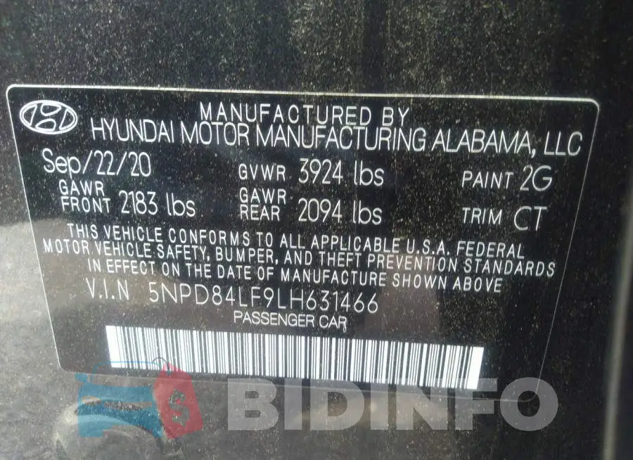 5NPD84LF9LH631466 Photo# 9